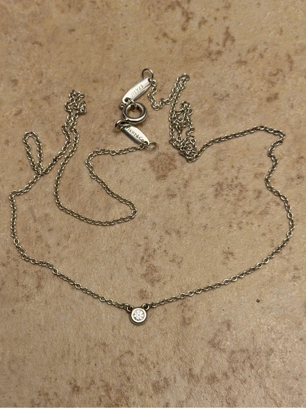 Tiffany & Co. Elsa Peretti Diamonds By The Yard .06ct Silver Necklace 16” Womens